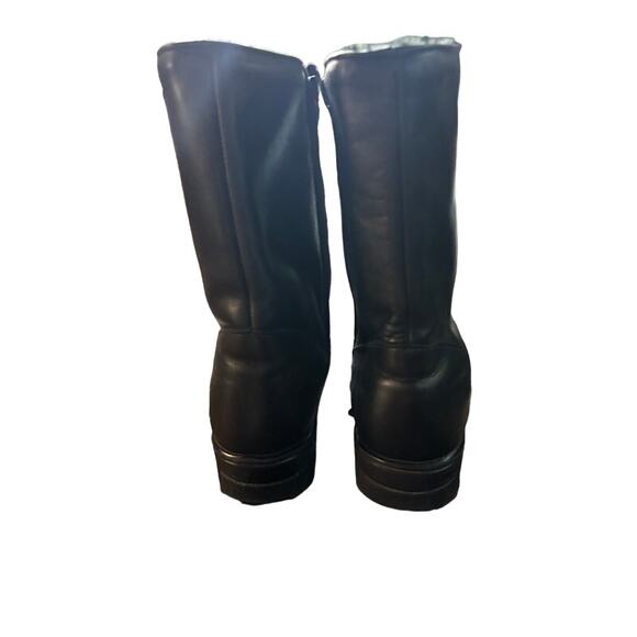 Vintage VTG Canadian black leather boots sz 8 women's zip wide calves winter - Picture 2 of 8